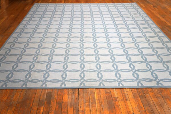 Contemporary handwoven wool needlepoint flat-weave rug with silk highlights, a breathtaking decorative composition with silk highlights - detail view 1