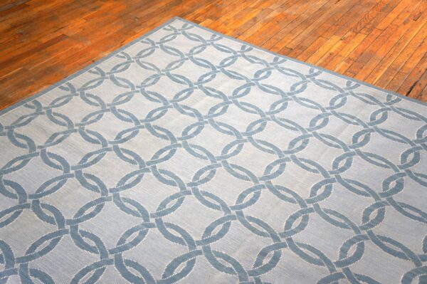 Contemporary handwoven wool needlepoint flat-weave rug with silk highlights, a breathtaking decorative composition with silk highlights - detail view 2