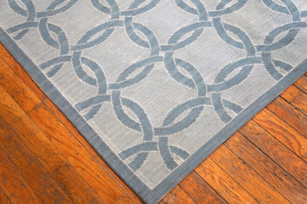 Contemporary handwoven wool needlepoint flat-weave rug with silk highlights, a breathtaking decorative composition with silk highlights - detail view 6