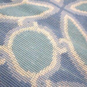 Contemporary Handwoven Wool Needlepoint Flat-Weave Rug with silk highlights, a calming composition with silk highlights - detail view 5