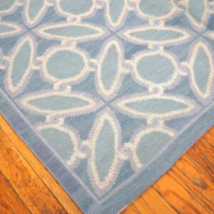 Contemporary Handwoven Wool Needlepoint Flat-Weave Rug with silk highlights, a calming composition with silk highlights - detail view 6