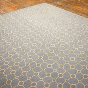 Contemporary Handwoven Wool Needlepoint Flat-Weave Rug with silk highlights, a charming contemporary composition with silk highlights - detail view 2