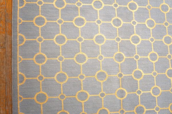 Contemporary handwoven wool needlepoint flat-weave rug with silk highlights, a charming contemporary composition with silk highlights - detail view 4