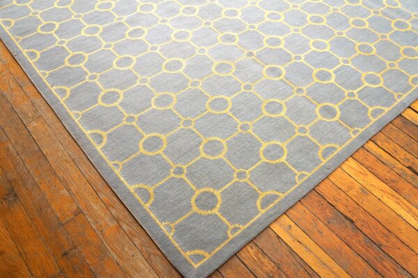 Contemporary handwoven wool needlepoint flat-weave rug with silk highlights, a charming contemporary composition with silk highlights - detail view 6