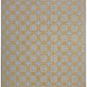 Contemporary Handwoven Wool Needlepoint Flat-Weave Rug with silk highlights, a decorative contemporary composition with silk highlights