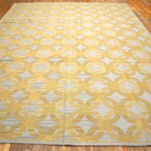 Contemporary Handwoven Wool Needlepoint Flat-Weave Rug with silk highlights, a decorative contemporary composition with silk highlights - detail view 1