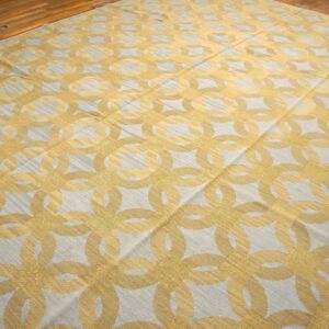 Contemporary Handwoven Wool Needlepoint Flat-Weave Rug with silk highlights, a decorative contemporary composition with silk highlights - detail view 2