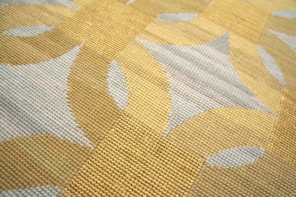 Contemporary handwoven wool needlepoint flat-weave rug with silk highlights, a decorative contemporary composition with silk highlights 6 Contemporary handwoven wool needlepoint flat-weave rug with silk highlights, a decorative contemporary composition with silk highlights - detail view 5