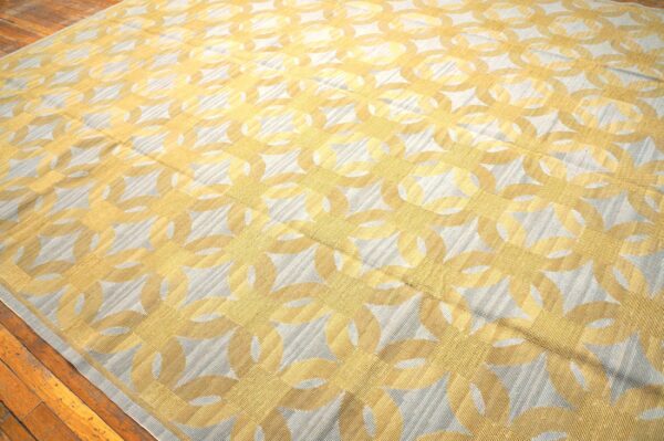 Contemporary handwoven wool needlepoint flat-weave rug with silk highlights, a decorative contemporary composition with silk highlights 7 Contemporary handwoven wool needlepoint flat-weave rug with silk highlights, a decorative contemporary composition with silk highlights - detail view 6