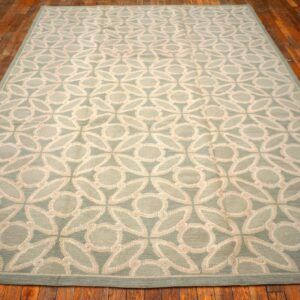 Contemporary Handwoven Wool Needlepoint Flat-Weave Rug with silk highlights, an excellent decorative composition with silk highlights - detail view 1