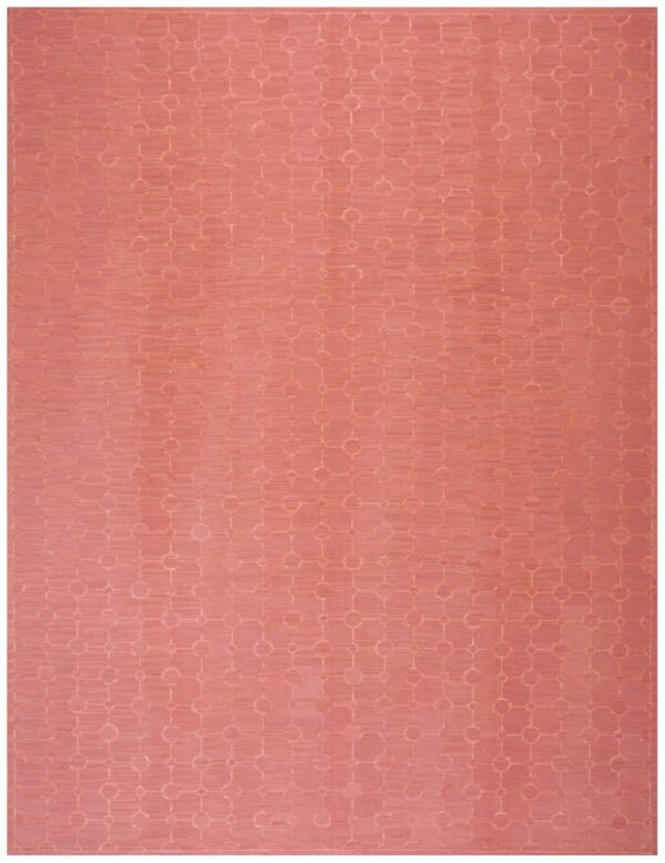 Contemporary handwoven wool needlepoint flat-weave rug with silk highlights, an exuberant contemporary composition with silk highlights