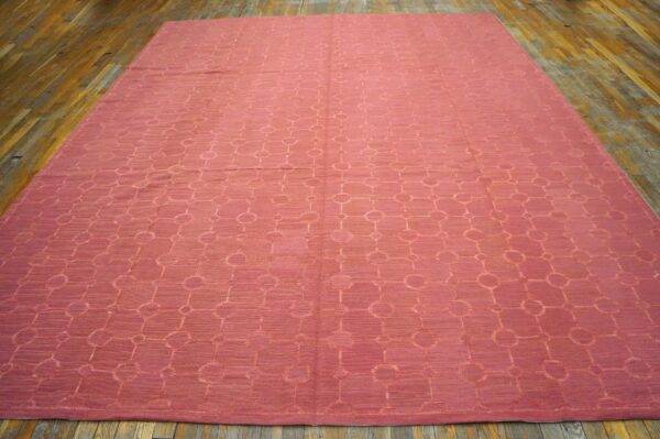 Contemporary handwoven wool needlepoint flat-weave rug with silk highlights, an exuberant contemporary composition with silk highlights - detail view 1