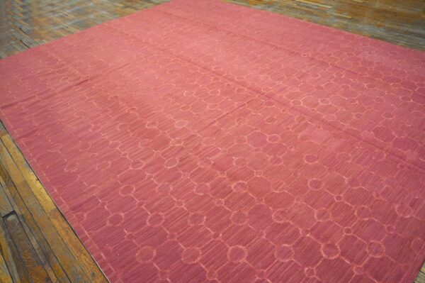 Contemporary handwoven wool needlepoint flat-weave rug with silk highlights, an exuberant contemporary composition with silk highlights - detail view 3