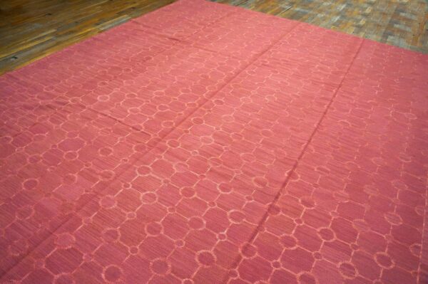 Contemporary handwoven wool needlepoint flat-weave rug with silk highlights, an exuberant contemporary composition with silk highlights - detail view 4
