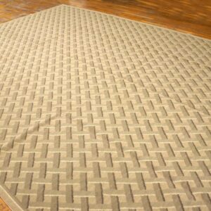Contemporary Handwoven Wool Needlepoint Flat-Weave Rug with silk highlights, a radiant contemporary composition with silk highlights - detail view 2