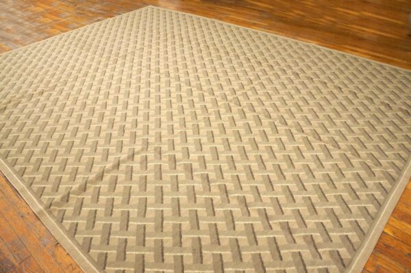 Contemporary handwoven wool needlepoint flat-weave rug with silk highlights, a radiant contemporary composition with silk highlights - detail view 2