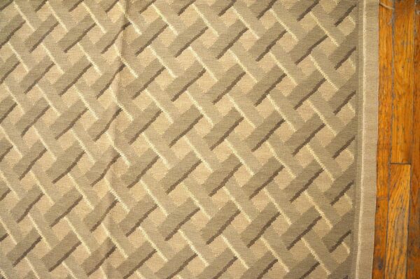 Contemporary handwoven wool needlepoint flat-weave rug with silk highlights, a radiant contemporary composition with silk highlights - detail view 4