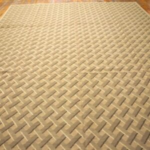 Contemporary Handwoven Wool Needlepoint Flat-Weave Rug with silk highlights, a radiant contemporary composition with silk highlights - detail view 6