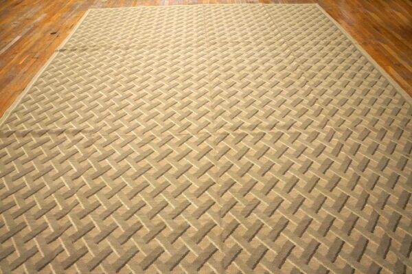 Contemporary handwoven wool needlepoint flat-weave rug with silk highlights, a radiant contemporary composition with silk highlights - detail view 6