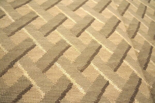Contemporary handwoven wool needlepoint flat-weave rug with silk highlights, a radiant contemporary composition with silk highlights - detail view 7