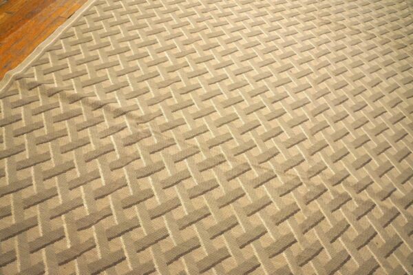 Contemporary handwoven wool needlepoint flat-weave rug with silk highlights, a radiant contemporary composition with silk highlights - detail view 8