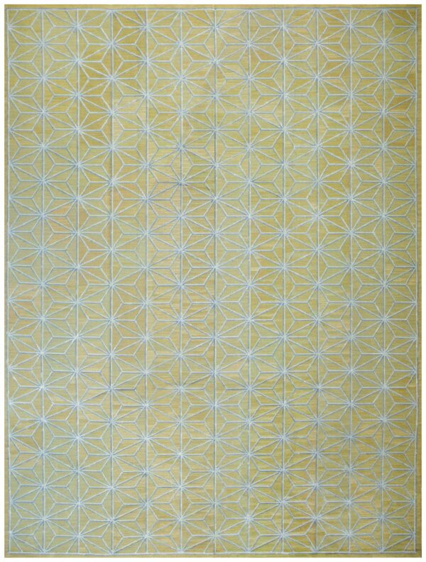 Contemporary handwoven wool needlepoint flat-weave rug with silk highlights, a refined decorative composition with silk highlights