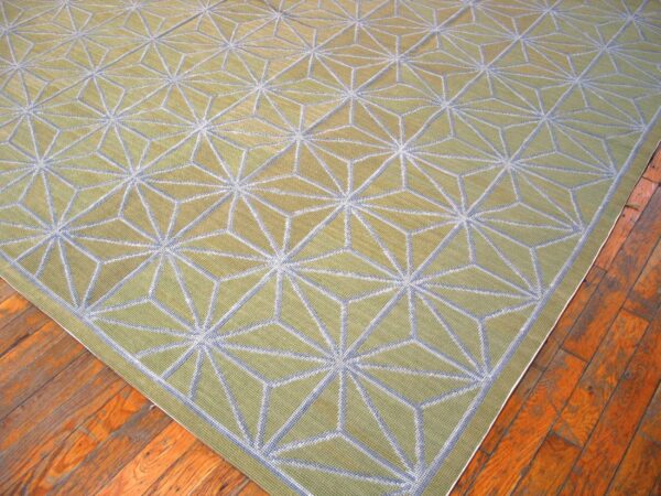 Contemporary handwoven wool needlepoint flat-weave rug with silk highlights, a refined decorative composition with silk highlights - detail view 4