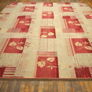 Contemporary Handwoven Wool Needlepoint Flat-Weave Rug with silk highlights, a splendid contemporary composition with silk highlights - detail view 1