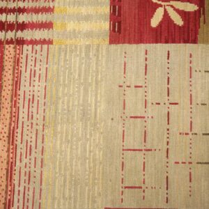 Contemporary Handwoven Wool Needlepoint Flat-Weave Rug with silk highlights, a splendid contemporary composition with silk highlights - detail view 5