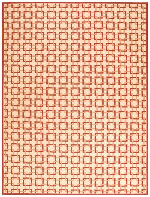 Contemporary handwoven wool needlepoint flat-weave rug with silk highlights, a splendid decorative composition with silk highlights