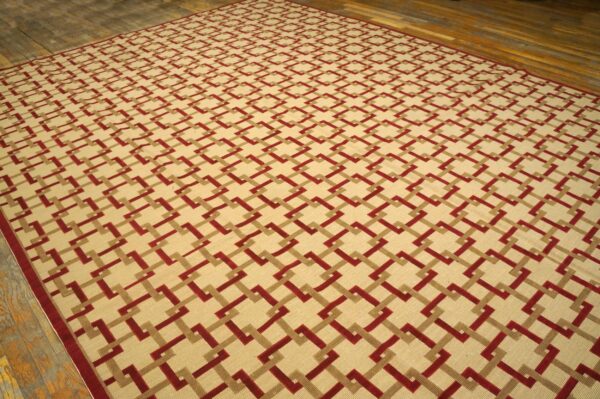 Contemporary handwoven wool needlepoint flat-weave rug with silk highlights, a splendid decorative composition with silk highlights - detail view 2