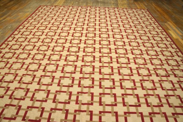 Contemporary handwoven wool needlepoint flat-weave rug with silk highlights, a splendid decorative composition with silk highlights - detail view 4