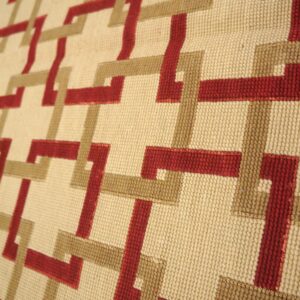 Contemporary Handwoven Wool Needlepoint Flat-Weave Rug with silk highlights, a splendid decorative composition with silk highlights - detail view 5