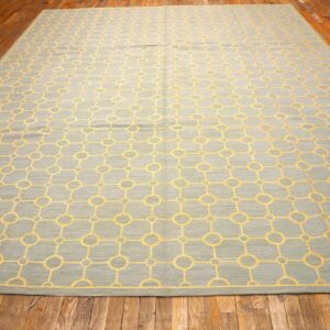 Contemporary Handwoven Wool Needlepoint Flat-Weave Rug with silk highlights, a wonderful contemporary composition with silk highlights - detail view 1