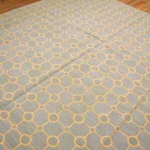Contemporary Handwoven Wool Needlepoint Flat-Weave Rug with silk highlights, a wonderful contemporary composition with silk highlights - detail view 6