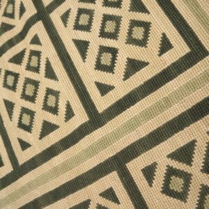 Contemporary Handwoven Wool Needlepoint Rug — Beige & Black Geometric - detail view 13