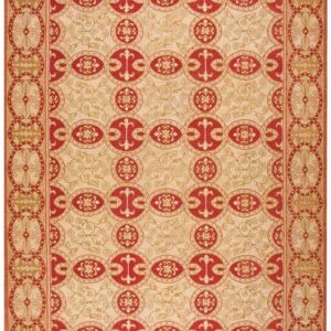 Contemporary Handwoven Wool Needlepoint Rug â€” Beige Ground