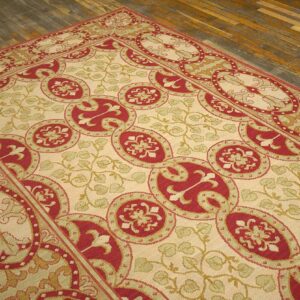 Contemporary Handwoven Wool Needlepoint Rug â€” Beige Ground - detail view 2