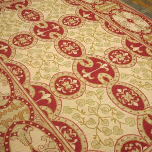 Contemporary Handwoven Wool Needlepoint Rug â€” Beige Ground - detail view 3
