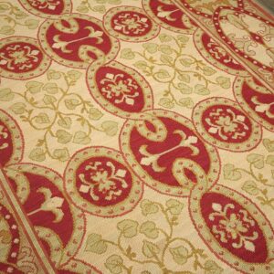 Contemporary Handwoven Wool Needlepoint Rug â€” Beige Ground - detail view 4