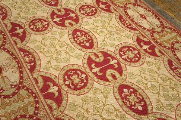 Contemporary handwoven wool needlepoint rug â€” beige ground - detail view 4