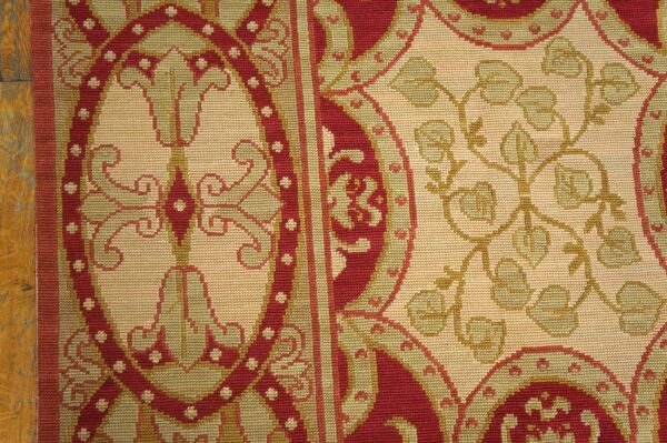 Contemporary handwoven wool needlepoint rug â€” beige ground - detail view 5
