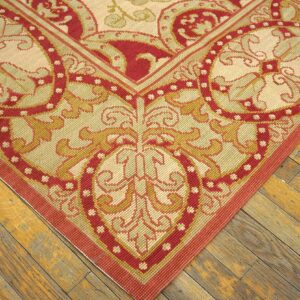 Contemporary Handwoven Wool Needlepoint Rug â€” Beige Ground - detail view 6