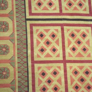 Contemporary Handwoven Wool Needlepoint Rug â€” Beige Ground, Decorative Square Pattern - detail view 4