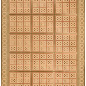 Contemporary Handwoven Wool Needlepoint Rug — Beige Ground, Geometric Pattern