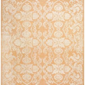 Contemporary Handwoven Wool Needlepoint Rug â€” Beige-Ivory Color