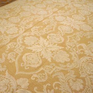 Contemporary Handwoven Wool Needlepoint Rug â€” Beige-Ivory Color - detail view 9