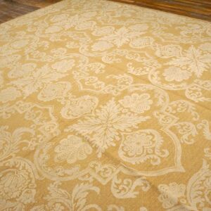 Contemporary Handwoven Wool Needlepoint Rug â€” Beige-Ivory Color - detail view 2