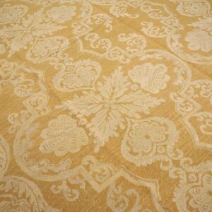 Contemporary Handwoven Wool Needlepoint Rug â€” Beige-Ivory Color - detail view 4