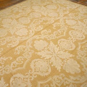 Contemporary Handwoven Wool Needlepoint Rug â€” Beige-Ivory Color - detail view 7